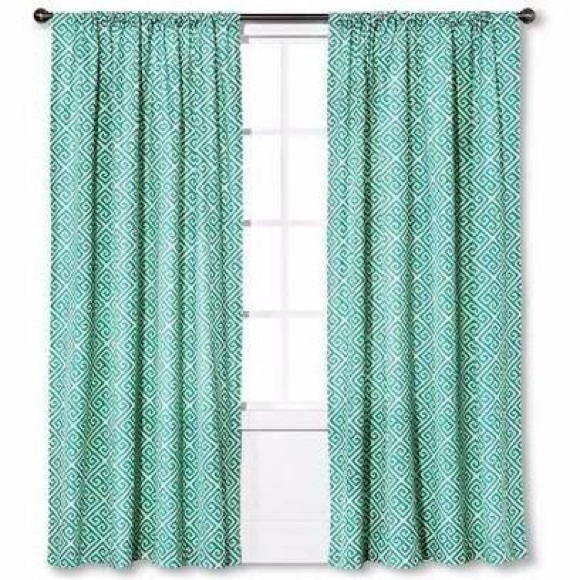 Threshold Accents Greek Key White And Green Curtain Panel Poshmark